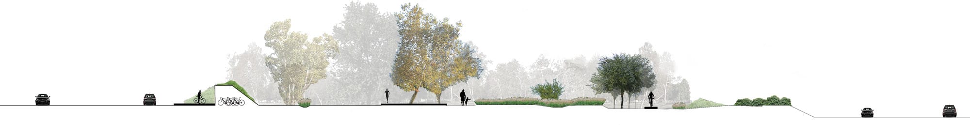 architectural rendering of a bike path system