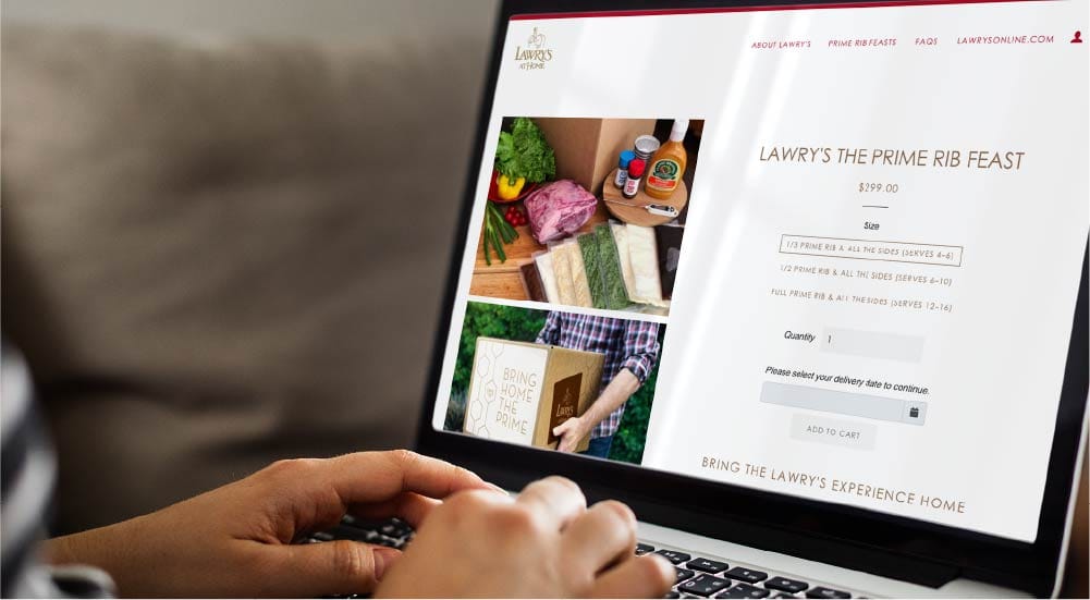 laptop displaying Lawry's At Home website