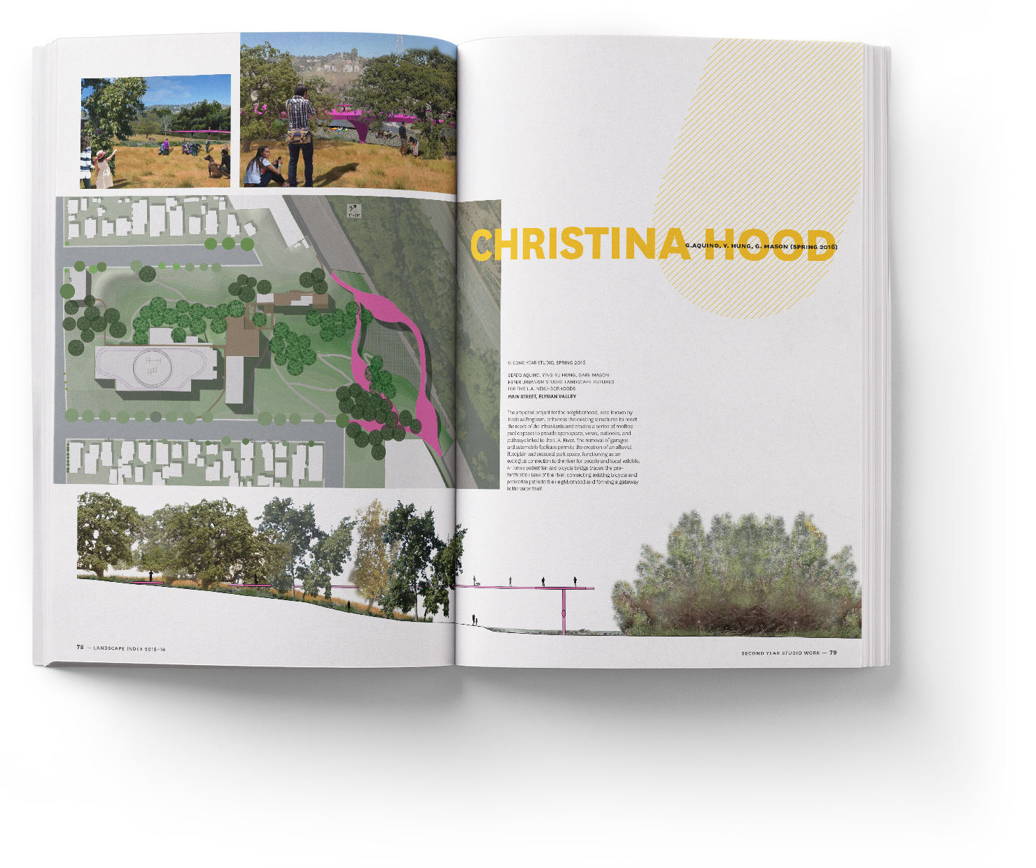 A spread from the USC Landscape Architecture + Urbanism INDEX Publication by YYES