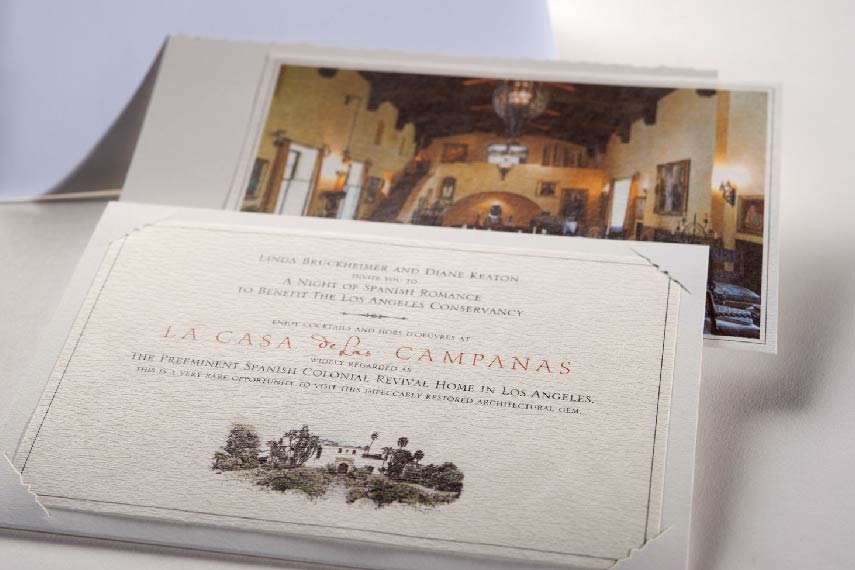 Los Angeles Conservancy Casa de las Campanas gala fundraising invitation by YYES