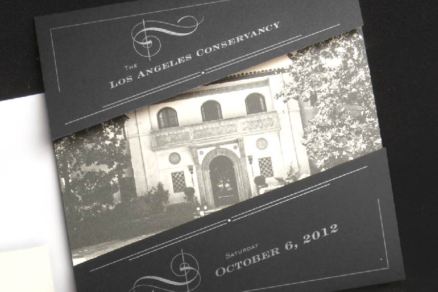 Los Angeles Conservancy Buster Keaton Estate gala fundraising invitation by YYES