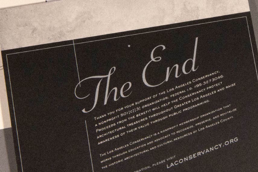 Los Angeles Conservancy Buster Keaton Estate gala fundraising invitation by YYES