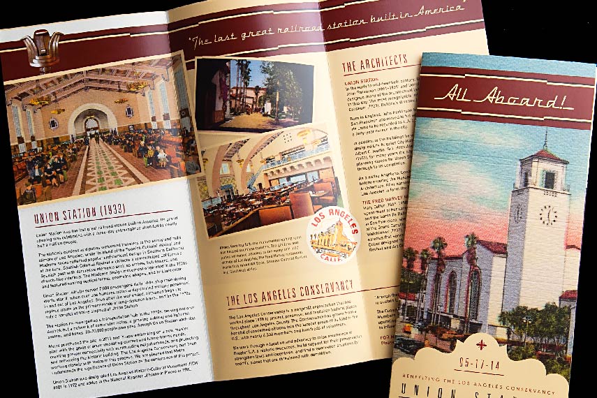 Los Angeles Conservancy Union Station 75th Anniversary gala fundraising invitation by YYES